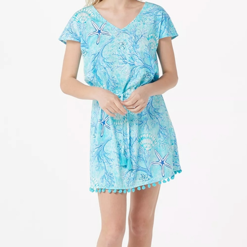 Belle by Kim Gravel Turquoise Seashell & Starfish Swim Coverup